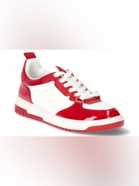 No Boundaries White and Red Low-Top Sneakers